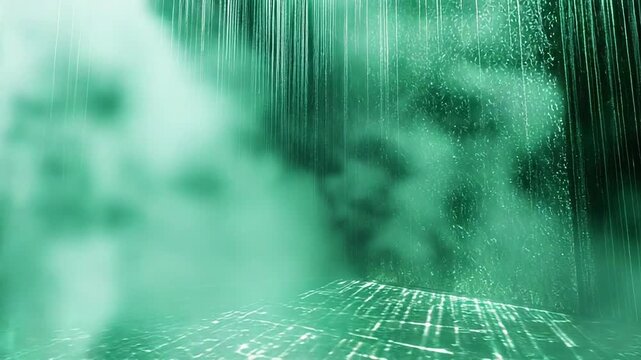 Green flowing data streaming into a digital future