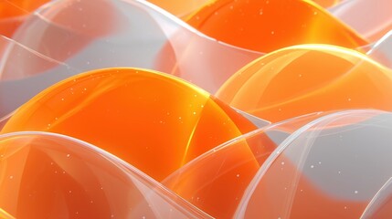 Abstract glowing orange and white translucent waves creating soft flowing modern futuristic digital background