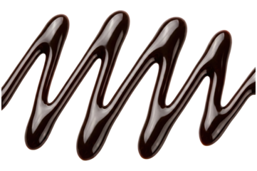 Zigzag drizzle of dark chocolate sauce isolated on a transparent background