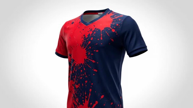 Navy blue and red splatter paint design sports jersey mockup