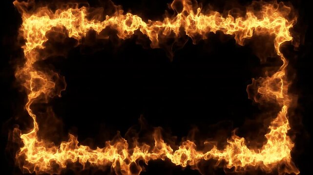 Fiery Frame - A Burning Border on a Black Background.