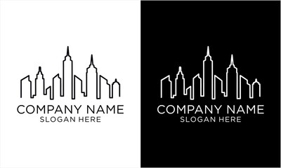 Modern City Skyline Logo Design Template.