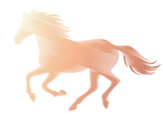 朱色・金色のグラデーションの馬のシルエット