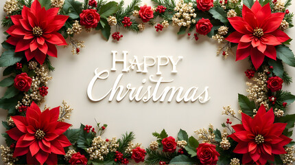 Red Poinsettias and Gold Berries for Holiday Wishes