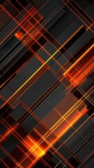 Abstract glowing red and yellow light streaks forming dynamic futuristic geometric pattern with dark background