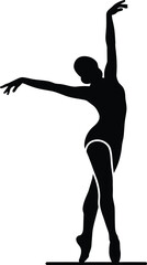 Silhouette of a ballerina in a graceful pose on a white background dance ballet © sakil