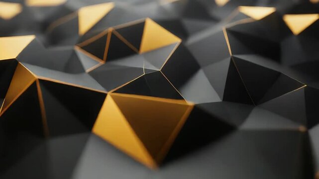 Abstract low poly black and gold geometric background