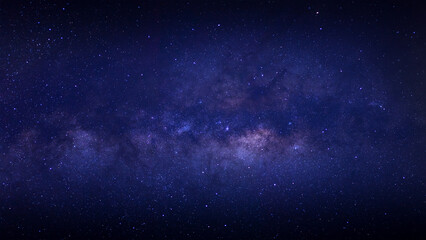 Night blue sky space background, Starry universe in dark blue sky, Milky way galaxy with stardust field in deep universe