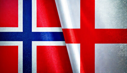 Fototapeta premium ノルウェーの国旗とイングランドの国旗(Norway flag & England flag.) 