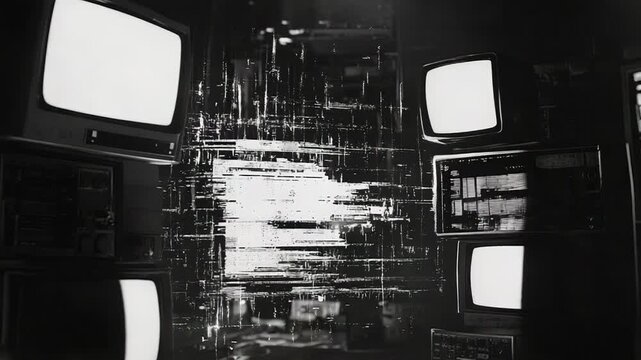 Dystopian future surveillance showing glitch art technology