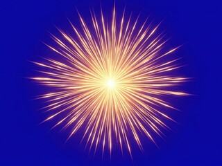 Vibrant radiating light burst on deep blue background abstract