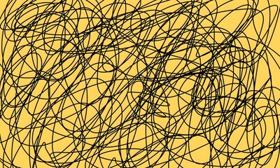 An Abstract composition of tangled lines against a vibrant backdrop, a visual exploration of chaos and complexity.
