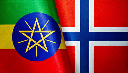 ノルウェーの国旗とエチオピア共和国の国旗(Norway flag & Ethiopia flag.)
