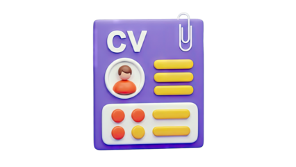 3D CV Document with Paperclip, Illustrating Job Application