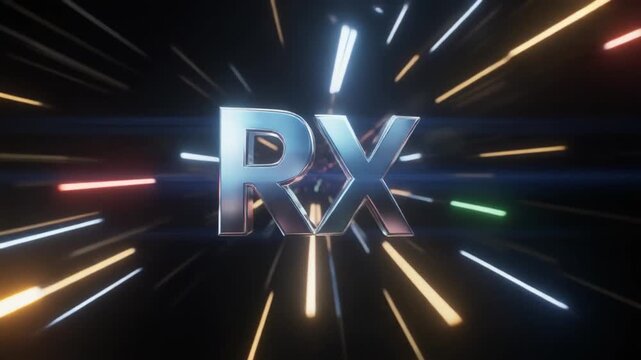Fast Neon RX Logo Animation With Light Trails.