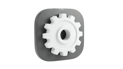 3D Gear Icon on Gray Background