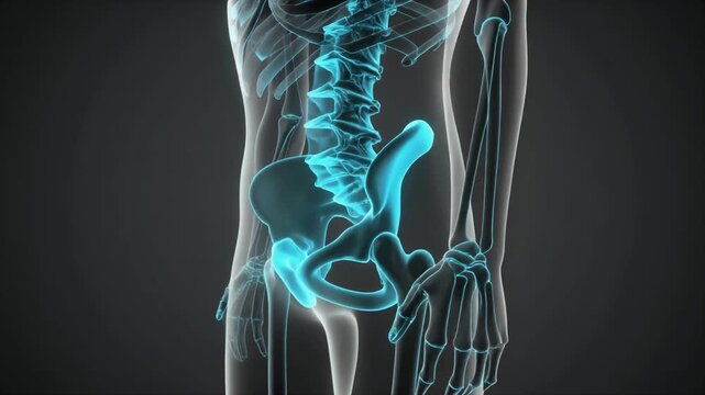 Medical Imaging Video Showcasing Pelvis Spine Anatomy for Education.