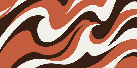 Abstract Retro Waves Background With Brown, Orange, and Cream Swirls, Evoking a Sense of Fluid Movement and Nostalgia