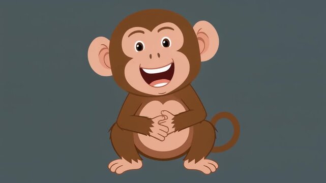 Playful Laughing Cartoon Monkey Character For Kids Video.