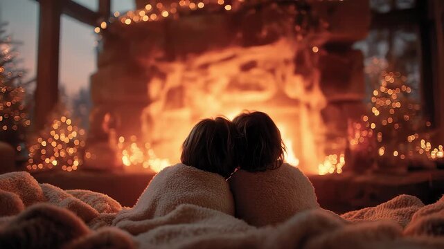 Cozy Christmas Night by the Fireplace Family Moments