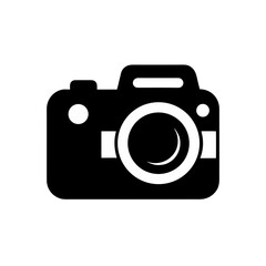 Illustration of a black and white camera icon on transparent background silhouette