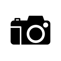 Illustration of a simple black and white camera on transparent background silhouette