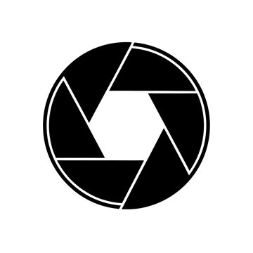 Aperture of a camera lens in black and white view on transparent background silhouette