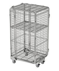 Warehouse folding roll cage trolley isolated on white background - 3d illustration