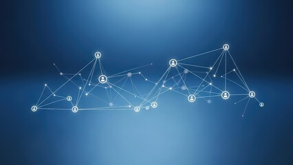 Abstract Digital Network of Connected People on a Blue Gradient