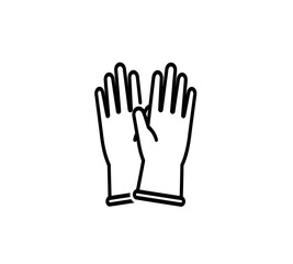 Black single pair of rubber gloves line icon, simple washing wear flat design vector pictogram, infographic vector for app logo web website button ui ux interface elements isolated on white background
