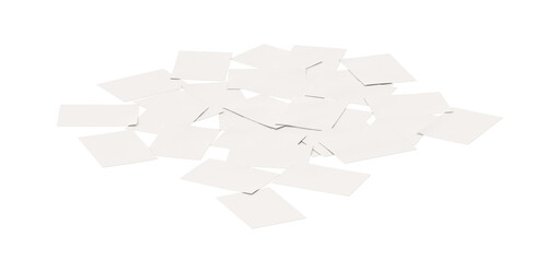 Blank business cards scattered on a white background, ready for your design