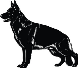 Black german shepherd dog vector illustration pet animal breed canine eps silhouette
