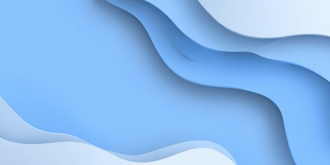 Abstract layered paper cut design with smooth waves in shades of blue and white colors