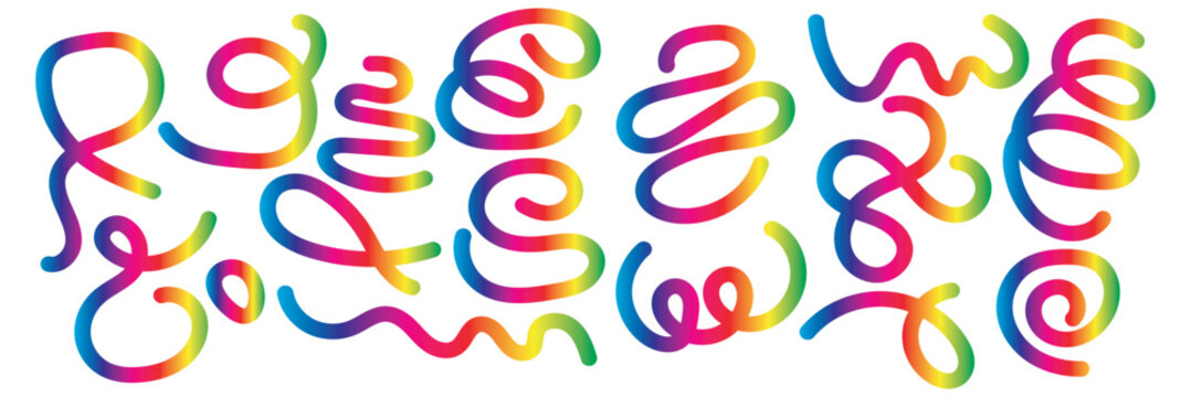 Colorful and Monochrome Abstract Squiggle Pattern  multicolor and whit abstract squiggle lines on dark backgrounds, ideal for modern design themes, creative branding, and artistic EPS10/AI.