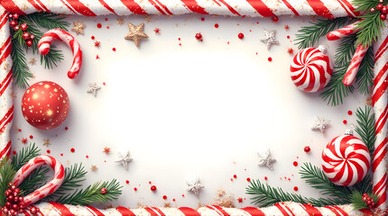 Festive Candy Cane Frame Background