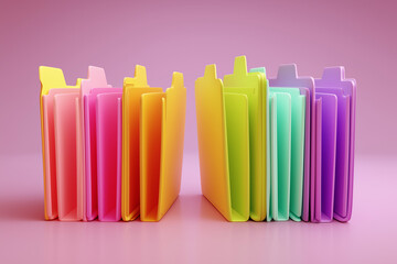 Obraz premium Colorful folders standing in two organized rows