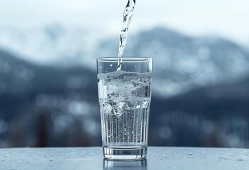 Essence of the Peak: Crystal Water Meets Snowy Vistas