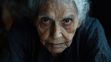 Older woman looking at the camera.
