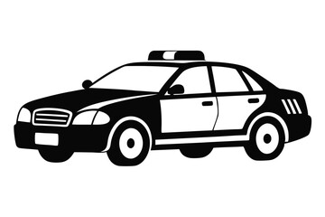 Fototapeta premium police car silhouette line art vector illustration with a white background