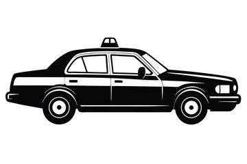 police car silhouette line art vector illustration with a white background