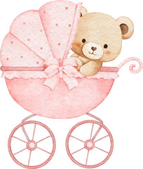 Watercolor Adorable Baby Teddy Bear