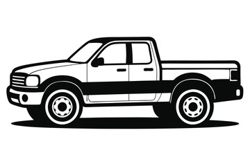 Obraz premium pickup silhouette line art vector illustration with a white background