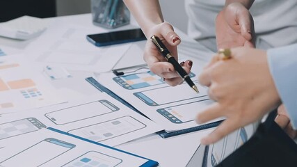 UXUI design brainstorming session with sketches and digital tools