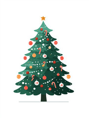 Fototapeta premium Decorated Christmas Tree with Ornaments and Candy Canes