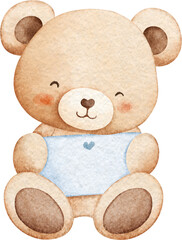 Watercolor Adorable Baby Teddy Bear