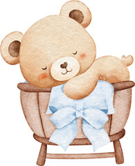 Watercolor Adorable Baby Teddy Bear