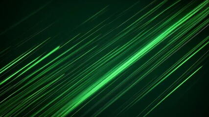 Abstract green lines on a dark background, dynamic movement.