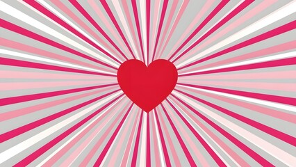 Radiating heart shape with pink and white stripes in a dynamic burst pattern