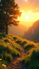 Golden Hour Serenity Mountain Landscape Inspiring Peace and Reflection