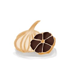 black garlic white background